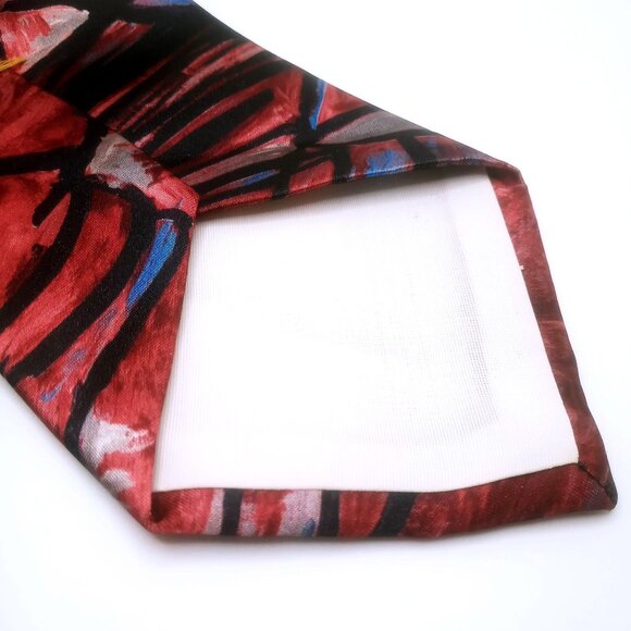 Vintage Ketch Classic Men's Tie Abstract Print Red Black Blue Polyester 57"Long - Picture 11 of 12